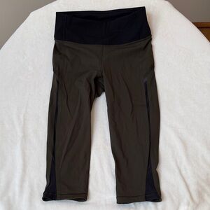 lululemon athletica Olive Green and Black Cropped Leggings